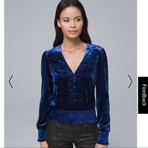 Never worn beautiful navy velvet button front top